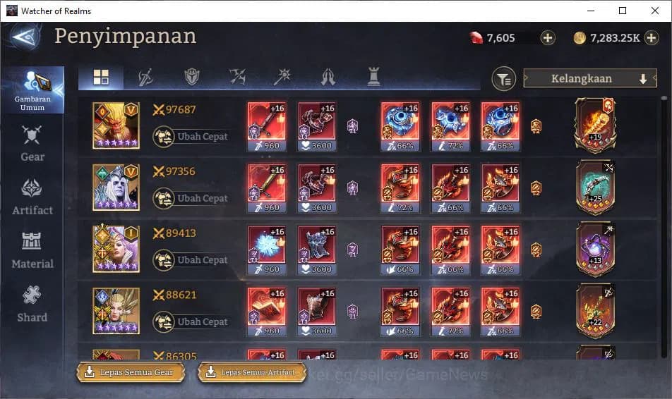 Watcher of Realms Accounts Global 60x|Lv85|7,2K Gems|7,5M Power|9 Lord [Ingri image 13