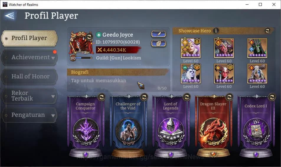 Watcher of Realms Accounts Global 60x|Lv85|7,2K Gems|7,5M Power|9 Lord [Ingri image 2