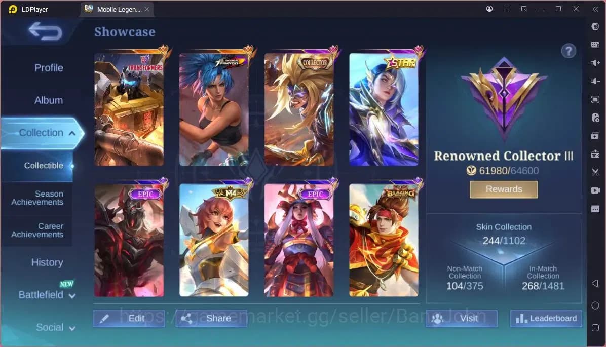 Mobile Legends: Bang Bang Accounts GLOBAL Hero 130 Skin 244|Transformers Roger|CC Bad image 14
