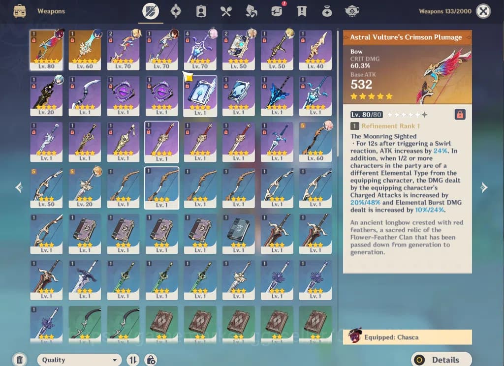 Genshin Impact Accounts ASIA|AR 46|2 Limited +2(*5Weapon)|Chasca+Sign,Linn image 4