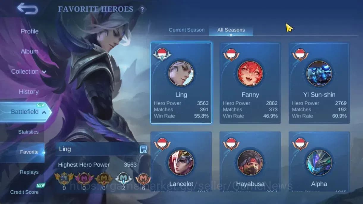 Mobile Legends: Bang Bang Accounts Hero 122|Skin 160|High Glory 63|KOF Karina,Spongeb image 5