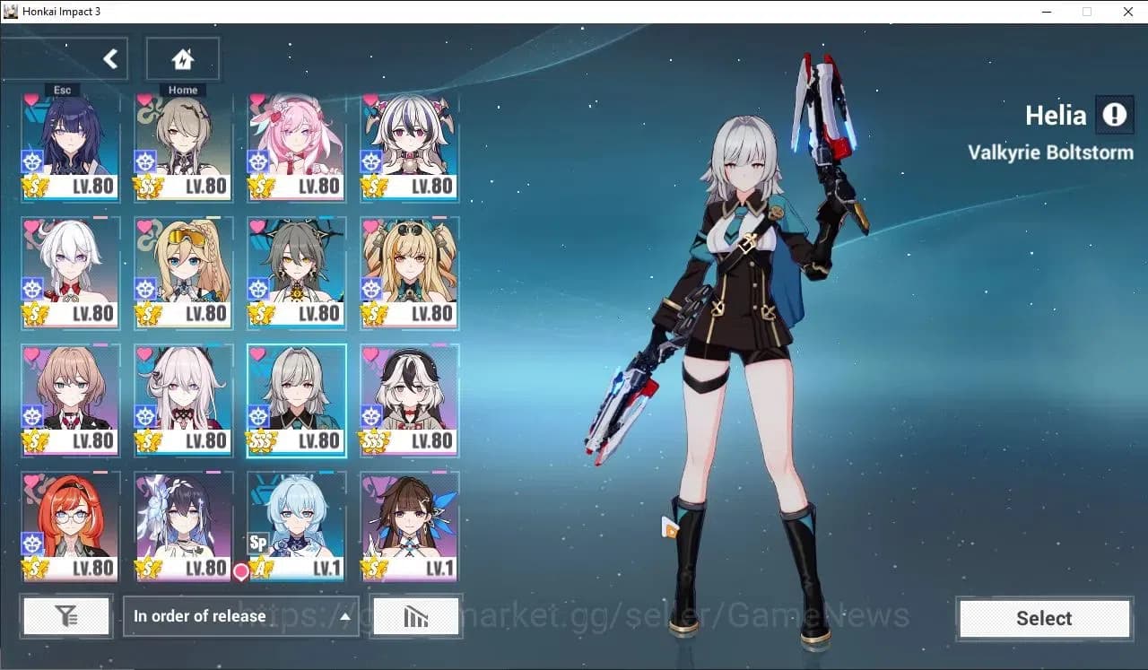 Honkai Impact 3rd Accounts SEA Lv80| 9 Fullset (SeeleHoRe,RitaME,CoralieBFDD, image 1