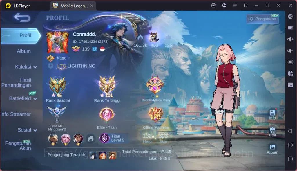 Mobile Legends: Bang Bang Accounts GLOBAL|Hero 132|Skin 393|Lg Johnson,Exo Kagura+Gra image 1