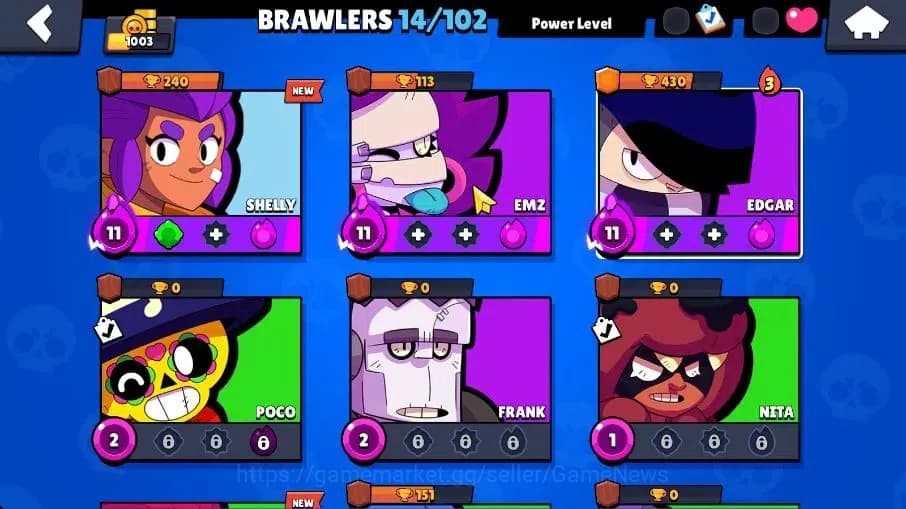 Brawl Stars Accounts 1003 Trophy|14 Brawlers 3 Max Lvl [Edgar,Emz,Shell image 5