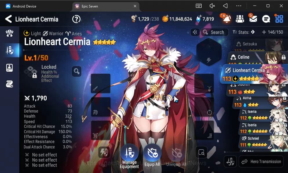 Epic Seven Accounts GLOBAL UNVERIF|New Era|4 ML(LH Cermia,Har Setti,Et image 2