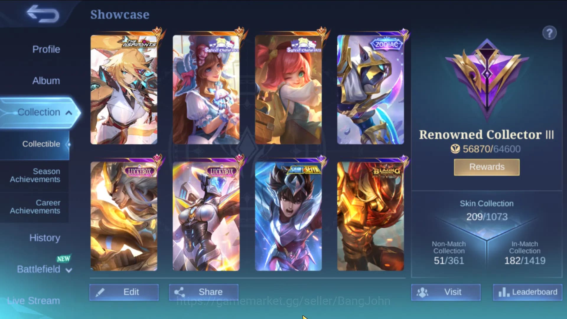 Mobile Legends: Bang Bang Accounts GLOBAL|Hero 91|Skin 209|ASP Lesley,Sanrio Chang'e+ image 17