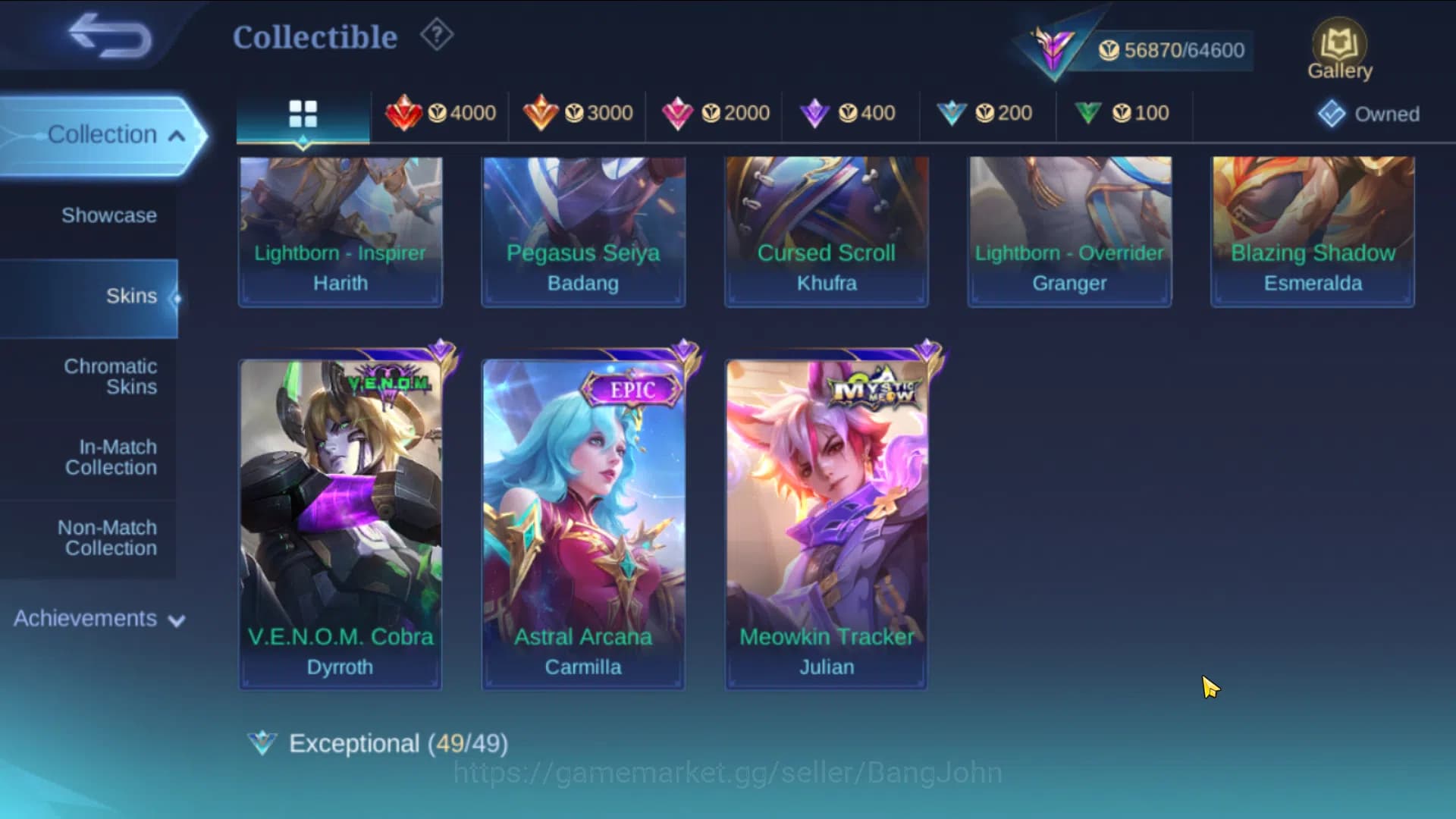 Mobile Legends: Bang Bang Accounts GLOBAL|Hero 91|Skin 209|ASP Lesley,Sanrio Chang'e+ image 5