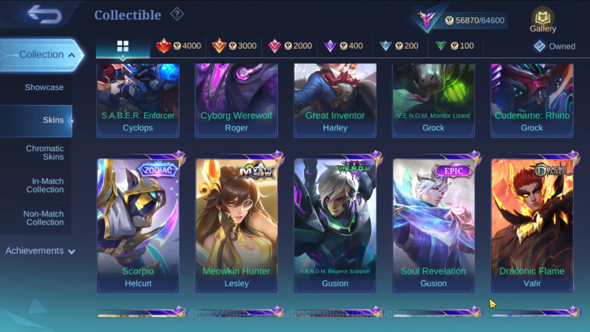 Mobile Legends: Bang Bang Accounts GLOBAL|Hero 91|Skin 209|ASP Lesley,Sanrio Chang'e+ image 7