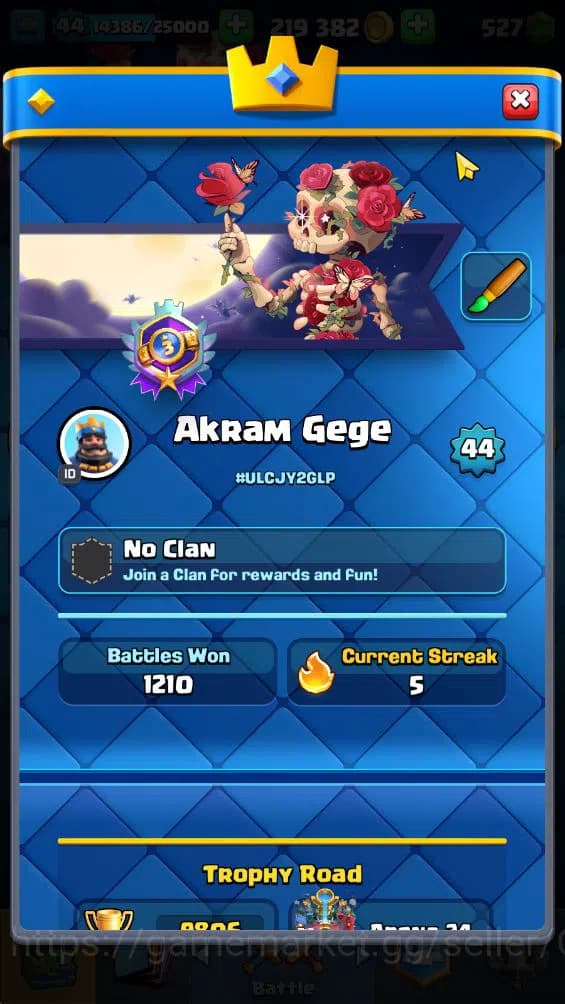Clash Royale Accounts Lv 44|Trophy 9806|KTL 14|Limited Skin|Card 121|4 H image 2