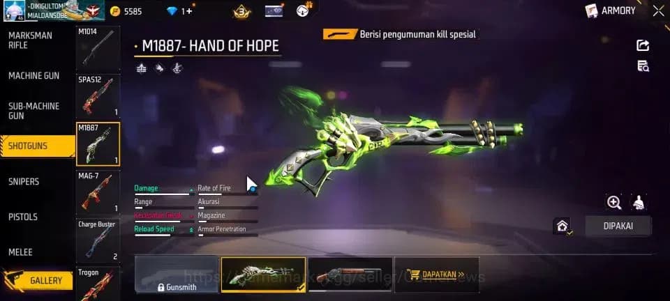 Free Fire Accounts Indonesia|M1887 Hand Of Hope|Mocos Arc|Quackman Bu image 4