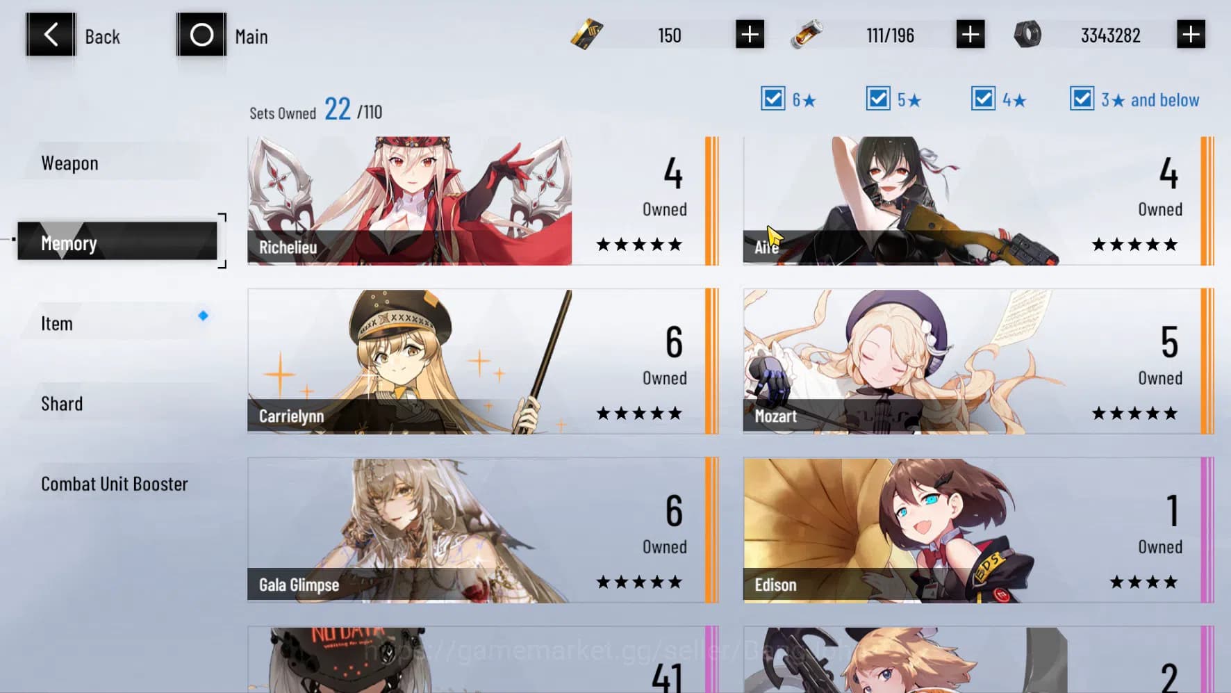 Punishing: Gray Raven Accounts ASIA | Selena Pianissimo L80 S (Sign Wep, Starlit image 13