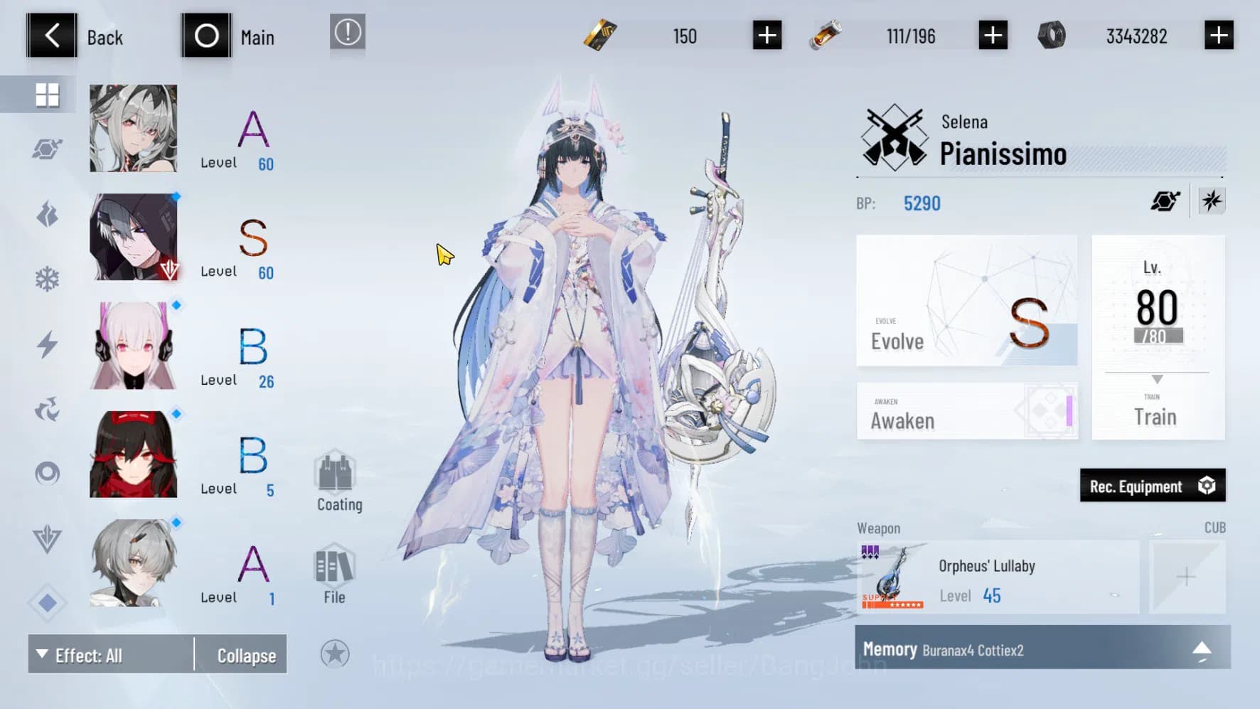 Punishing: Gray Raven Accounts ASIA | Selena Pianissimo L80 S (Sign Wep, Starlit image 5