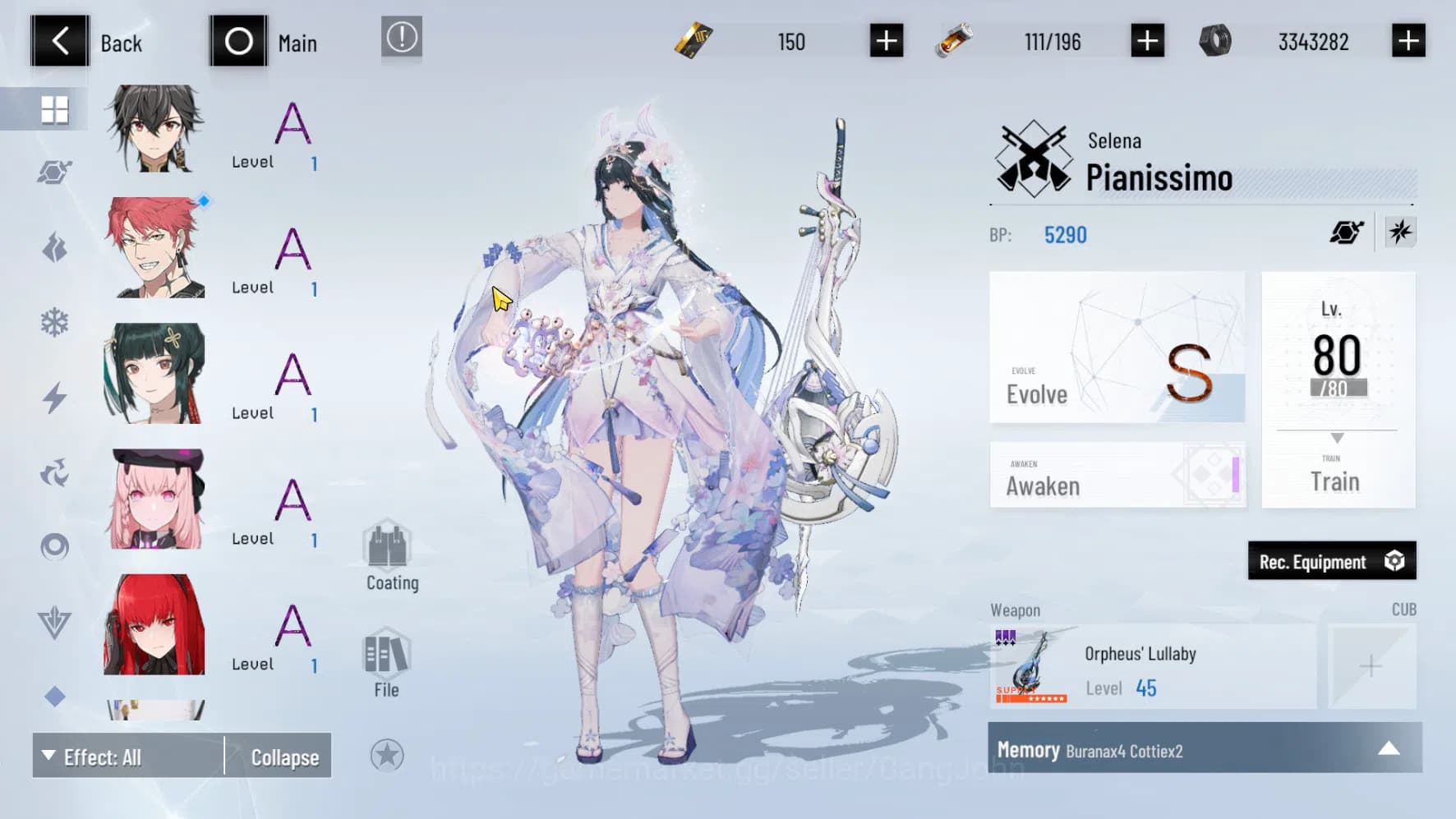 Punishing: Gray Raven Accounts ASIA | Selena Pianissimo L80 S (Sign Wep, Starlit image 6