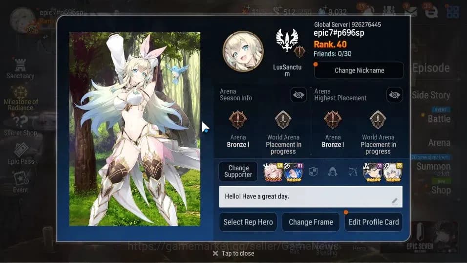 Epic Seven Accounts GLOBAL Unverif|NewEra|5 ML(BArunka,LOTScales,LW Pe image 2