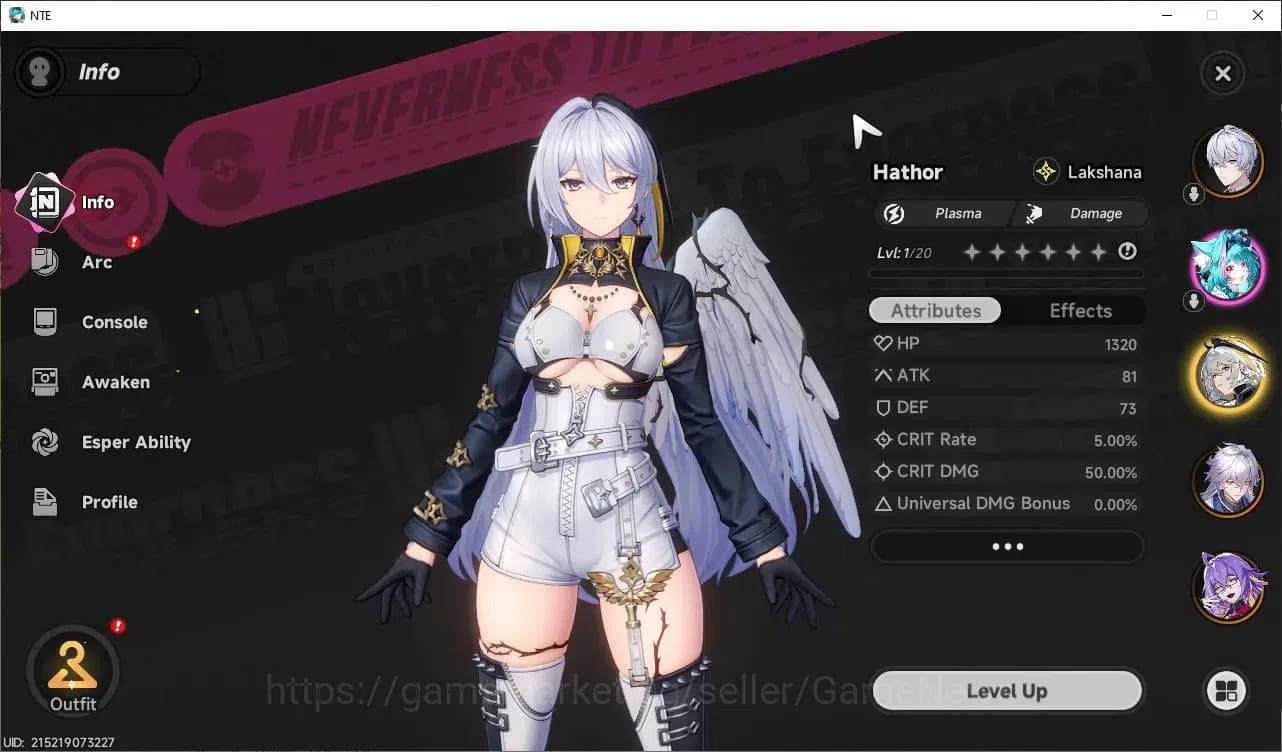 Neverness to Everness Accounts Global NA|HL 3|4 SSR Hotori,Baicang,Hathor,Fadia A image 2