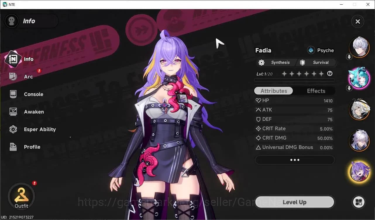 Neverness to Everness Accounts Global NA|HL 3|4 SSR Hotori,Baicang,Hathor,Fadia A image 4