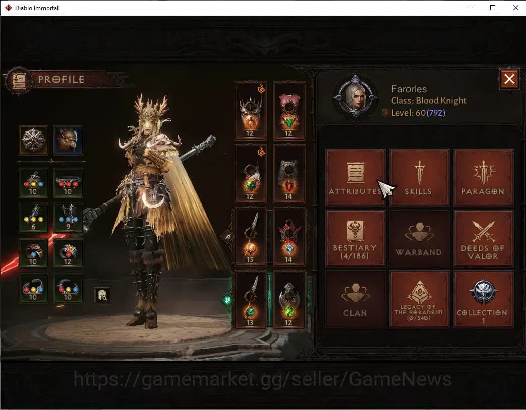 Diablo Immortal Accounts SEA - izual|CS ON|Lv60 (792)|Blood Knight|CR 40K | image 3