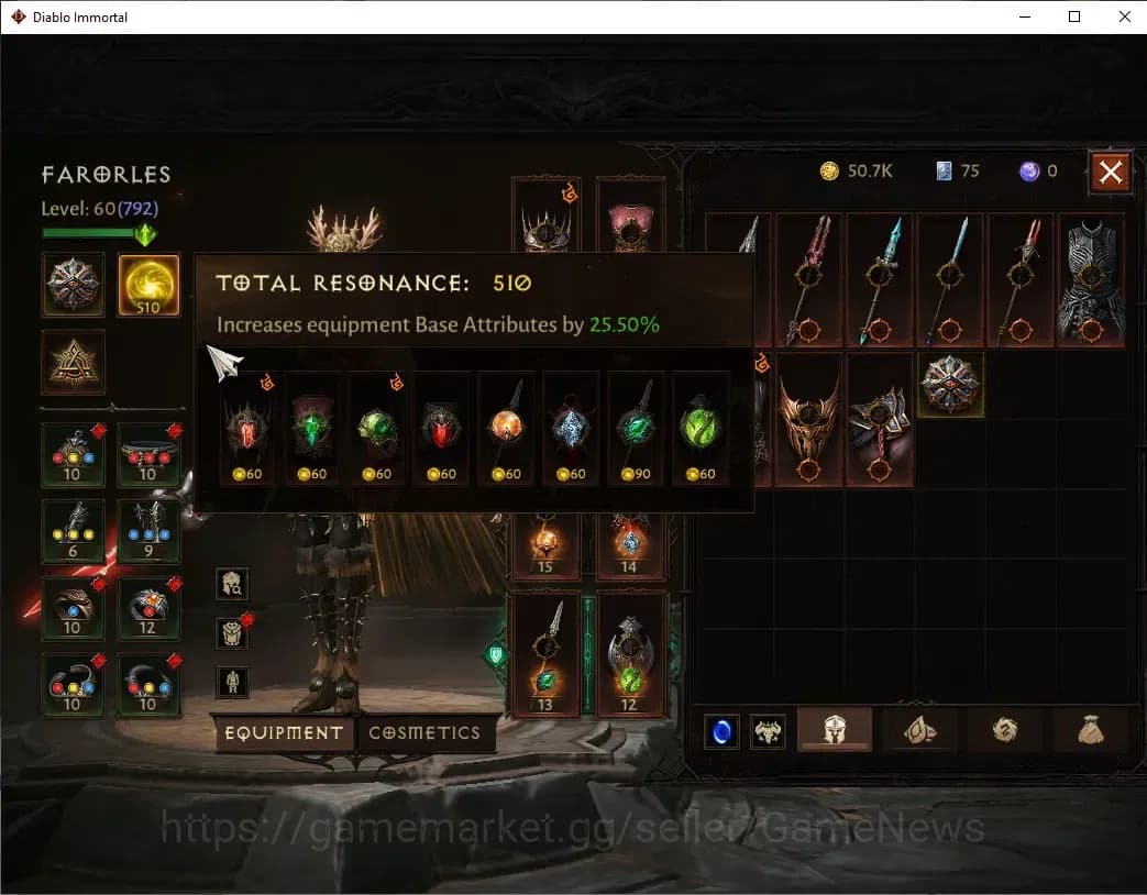 Diablo Immortal Accounts SEA - izual|CS ON|Lv60 (792)|Blood Knight|CR 40K | image 5