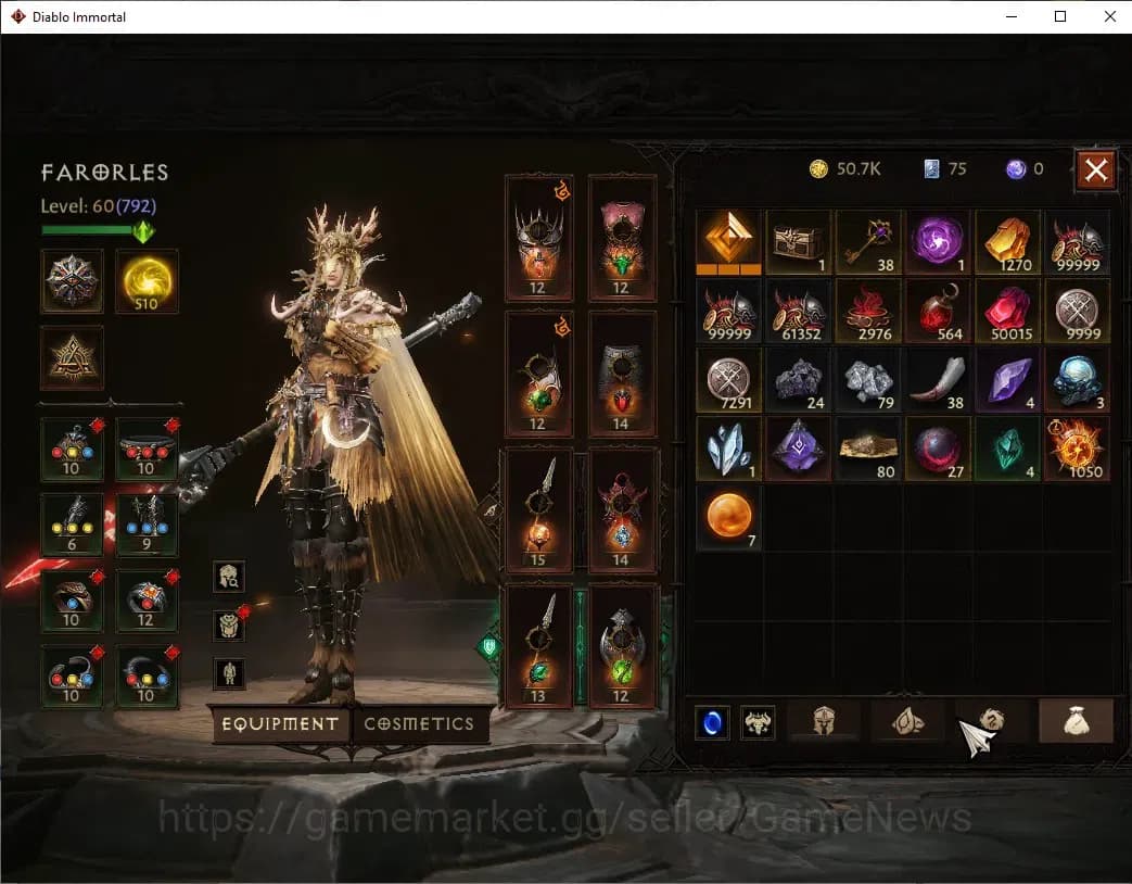 Diablo Immortal Accounts SEA - izual|CS ON|Lv60 (792)|Blood Knight|CR 40K | image 8