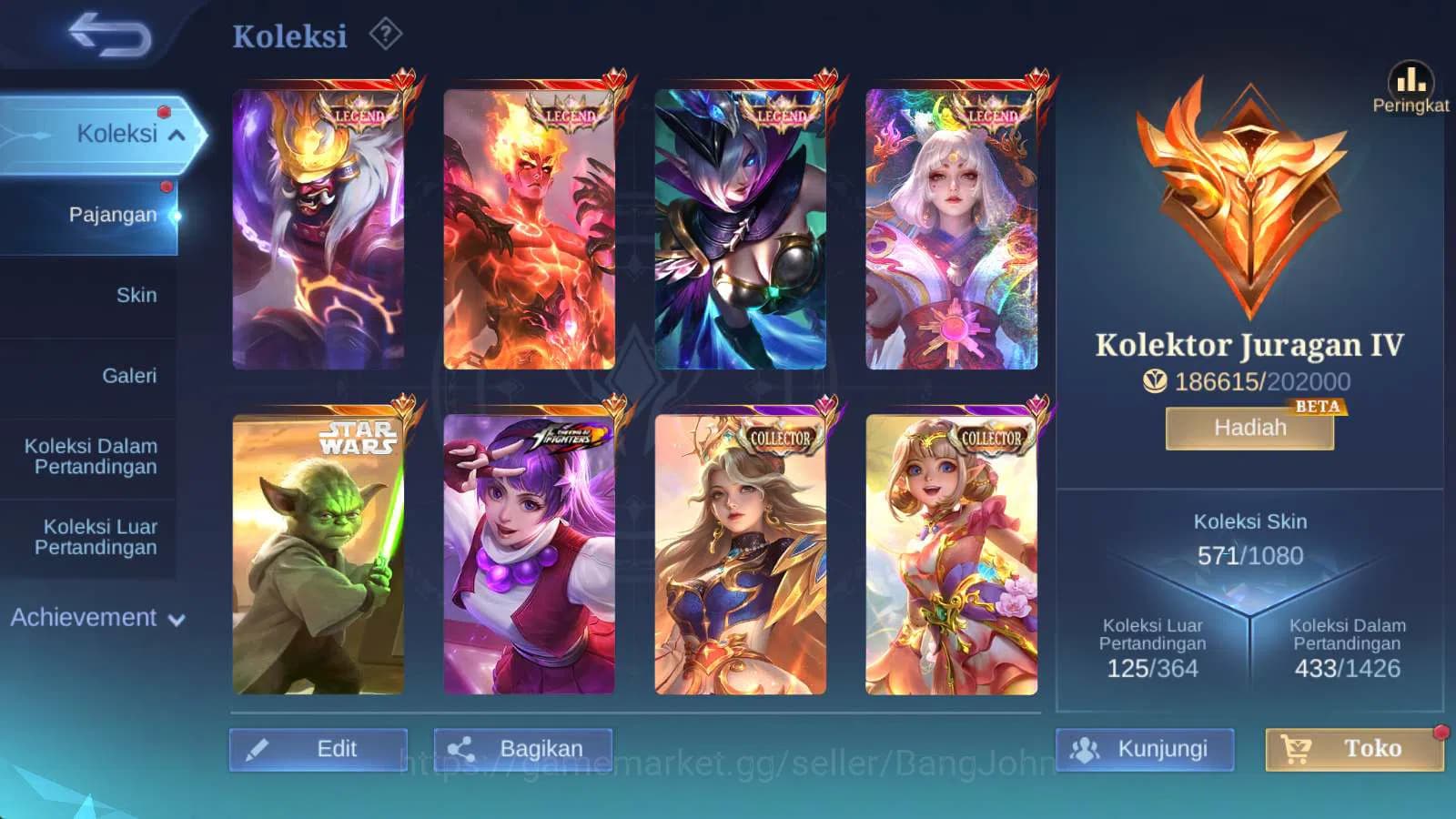 Mobile Legends: Bang Bang Accounts Hero 131 | skin 571 | legend franco | legend valir image 2