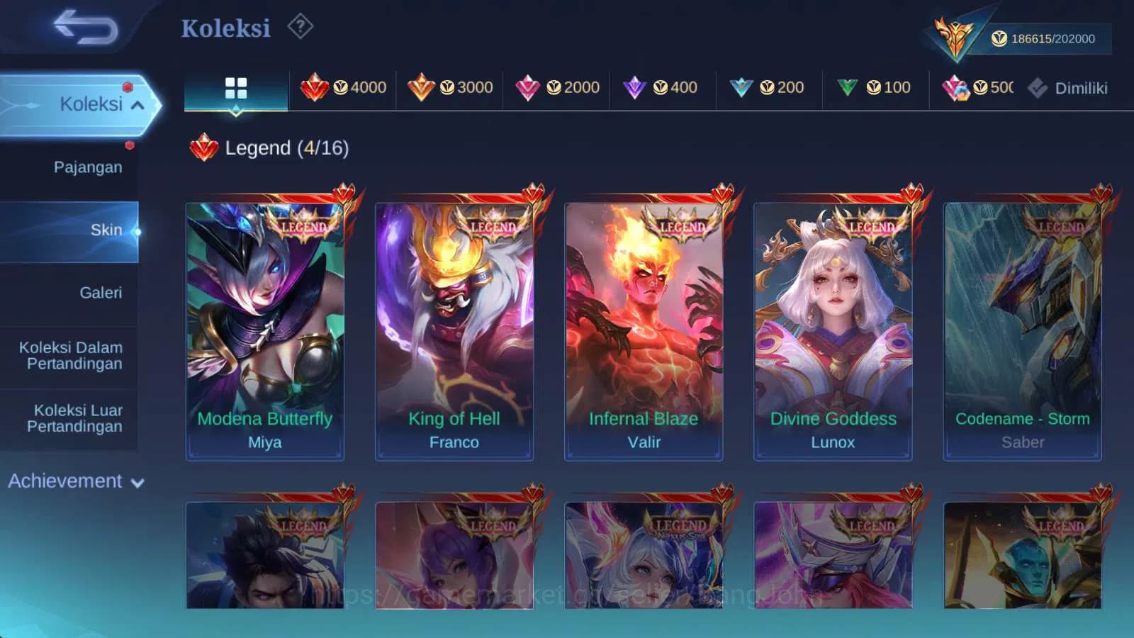 Mobile Legends: Bang Bang Accounts Hero 131 | skin 571 | legend franco | legend valir image 3