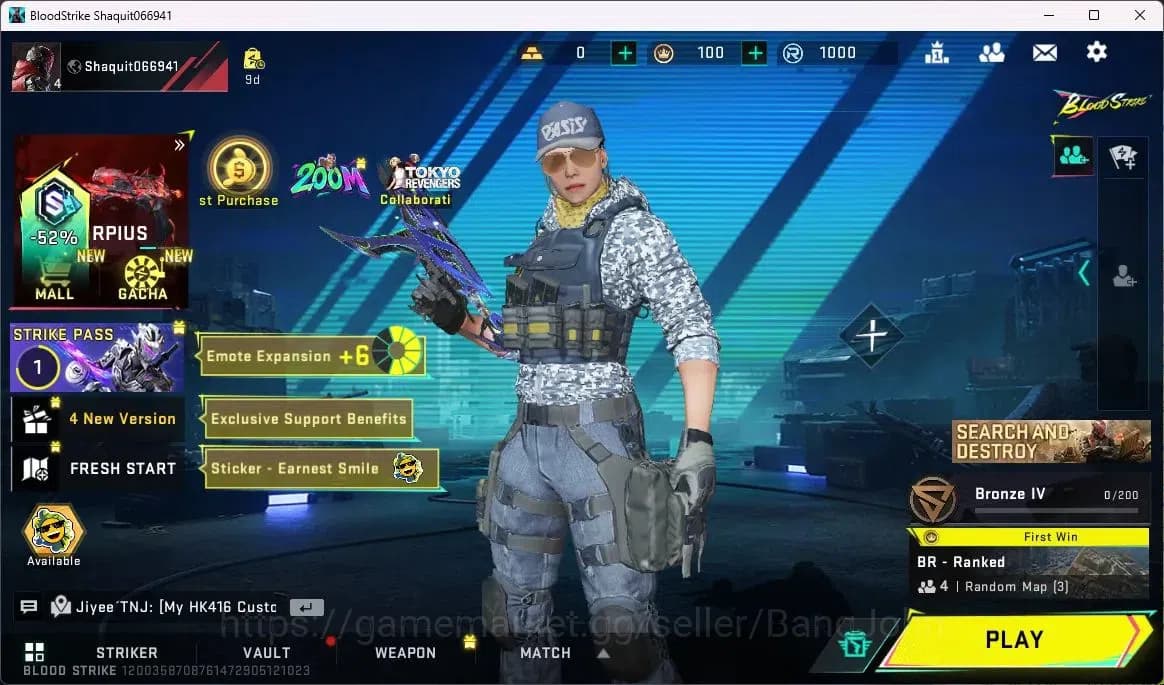 Blood Strike Accounts ASIA | Collab AK47-Sacred Axe Rhitta | 3 Legendary image 1