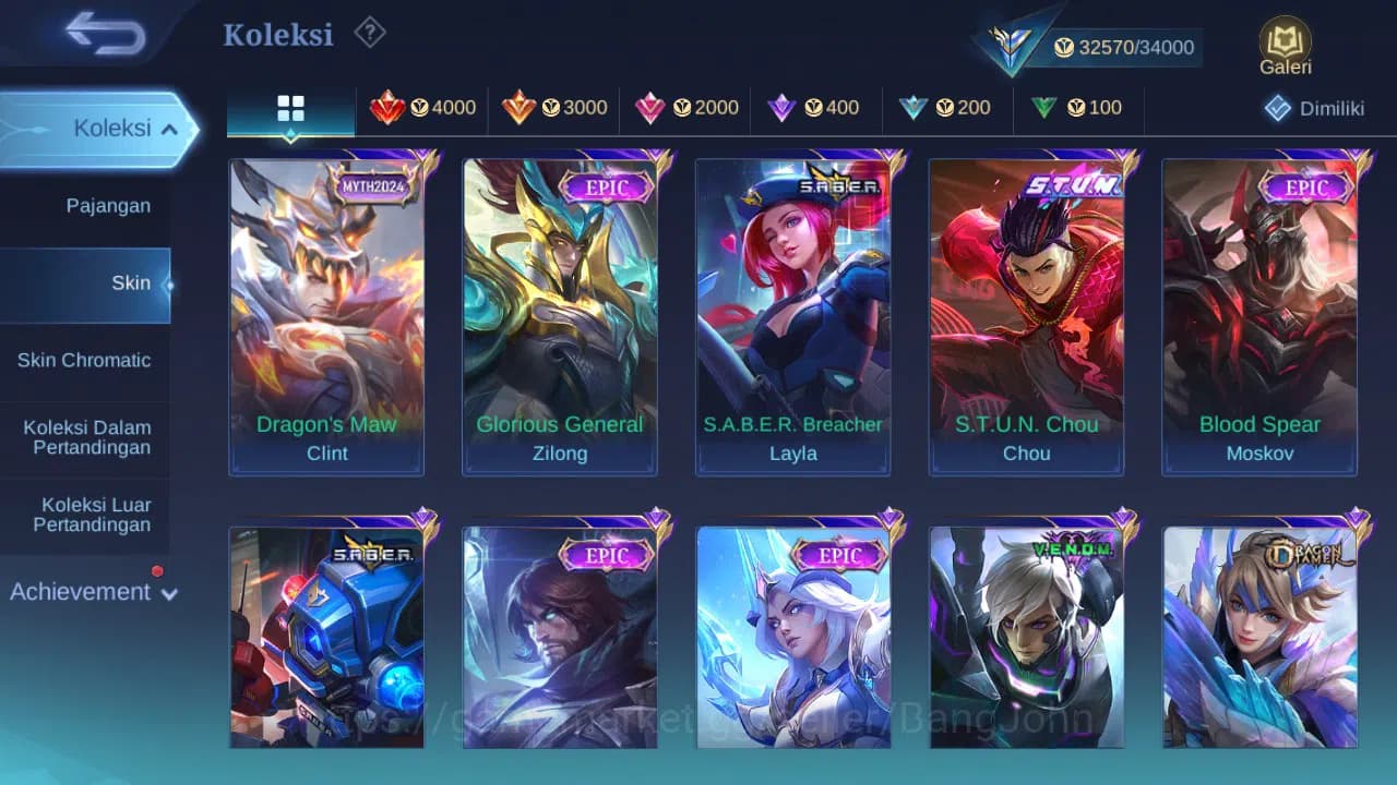 Mobile Legends: Bang Bang Accounts GLOBAL Hero 113 Skin 155 | Stunt Chou | Luckybox F image 3
