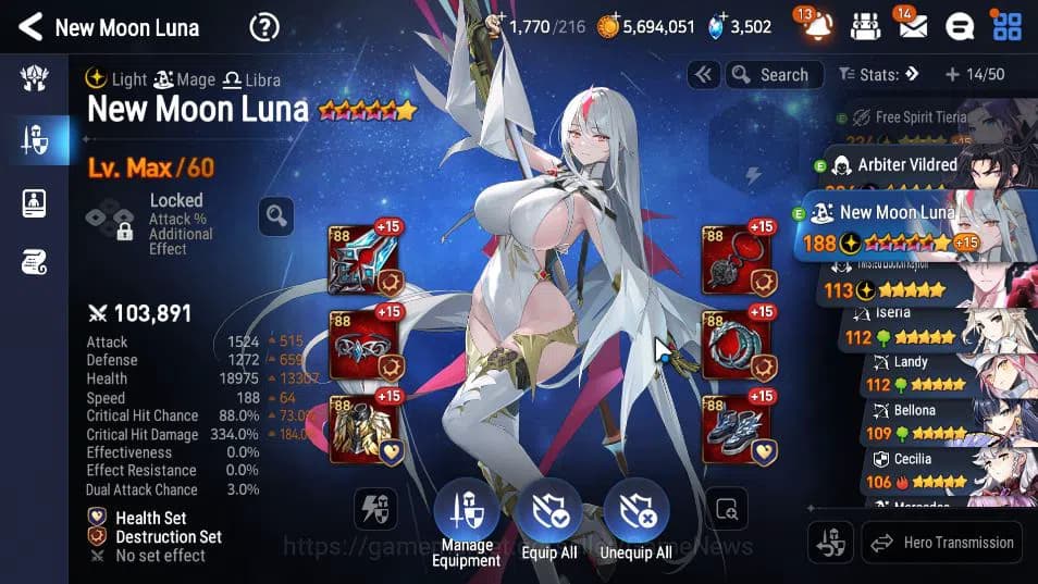 Epic Seven Accounts GLOBAL Unverif|New Era|3 ML(NM LUNA,Empreyan Ilyna image 6