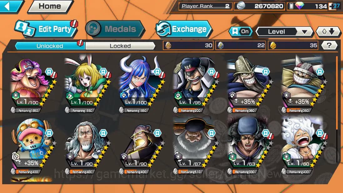 One Piece Bounty Rush Accounts Global|4 EX |5 elder St.Saturn,G5 Monkey D.Luffy,H image 3