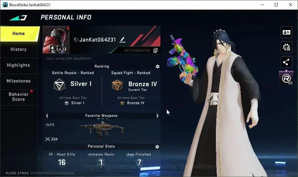Blood Strike Accounts ASIA|Starter|Collab BLEACH Byakuya|1 ULTRA ETHAN-R image 2