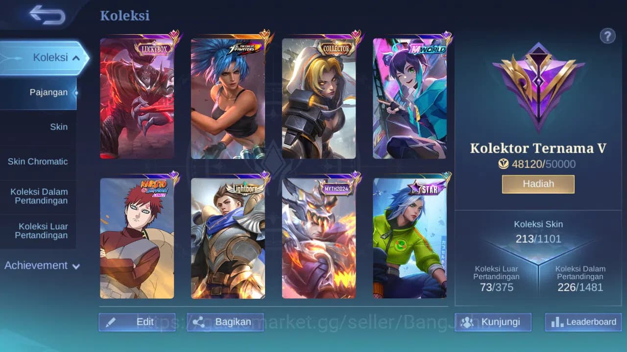 Mobile Legends: Bang Bang Accounts GLOBAL Hero 109 Skin 213 Luckybox Haya | KOF Karin image 8