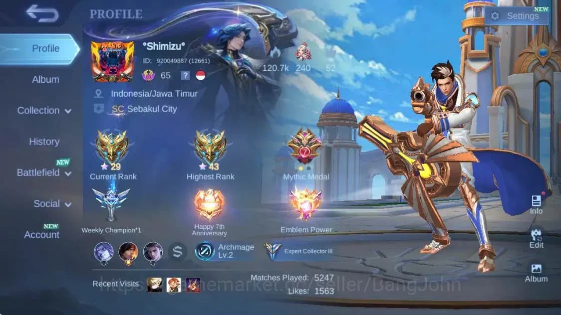 Mobile Legends: Bang Bang Accounts Global|Hero 95|Skin 174|Expert|CC Natalia|Gaara|Ep image 1
