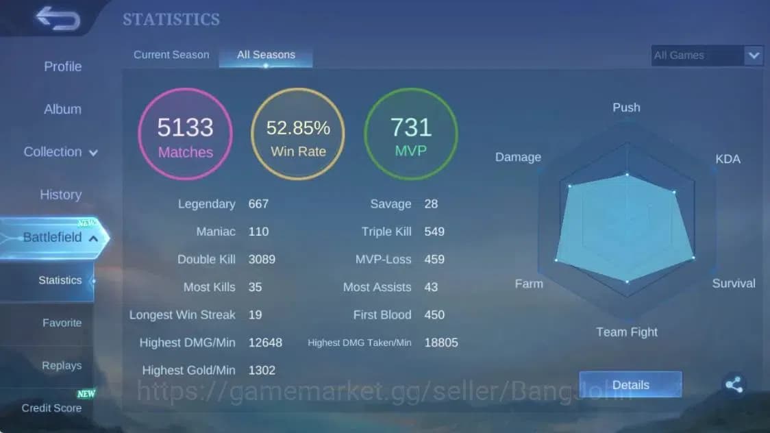 Mobile Legends: Bang Bang Accounts Global|Hero 95|Skin 174|Expert|CC Natalia|Gaara|Ep image 3