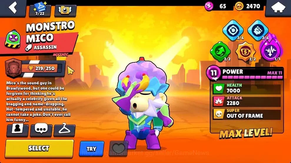 Brawl Stars Accounts 3711 Trophy|37 Brawlers 3 Max Lvl [Mico,Chester,Bu image 20
