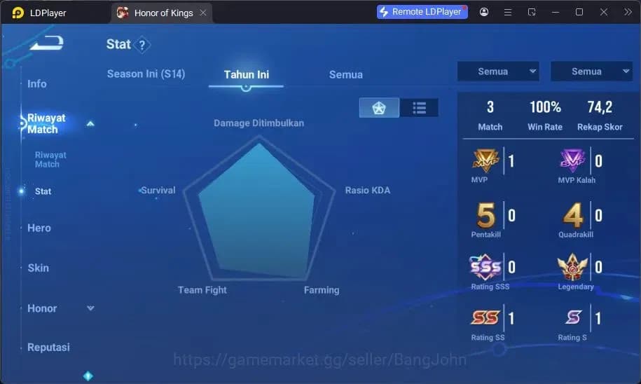 Honor of Kings Accounts Global | 47H/44S | 2 LGD Li Xin, Lady Sun | 2 Lord image 12