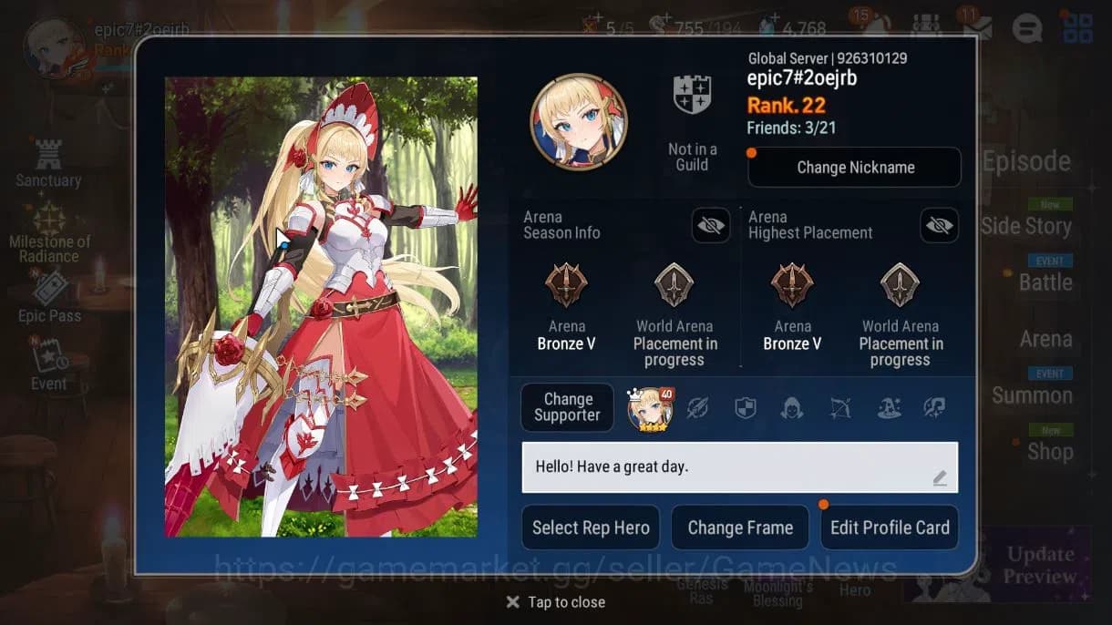Epic Seven Accounts GLOBAL Unverif|New Era|2 ML(SALOME, NM Luna)+ Jenu image 2