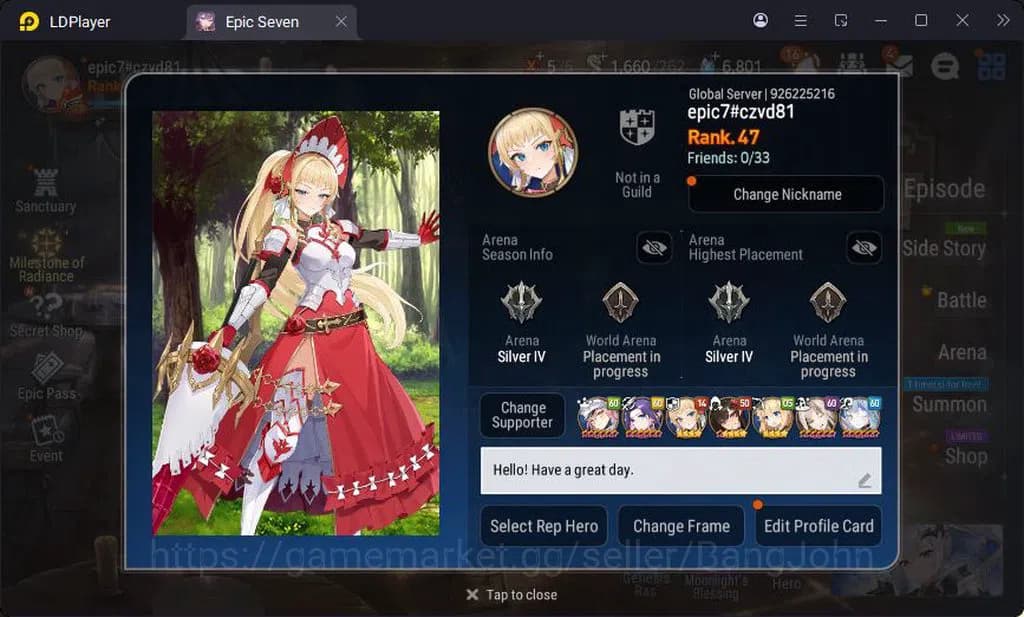 Epic Seven Accounts Global Unverif | 3ML | Vildred | Furious | Landy | image 1