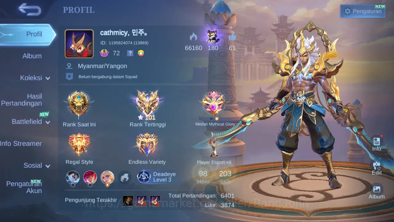 Mobile Legends: Bang Bang Accounts Hero 98 Skin 203 | KOF Karina | Sanrio Floryn | An image 1