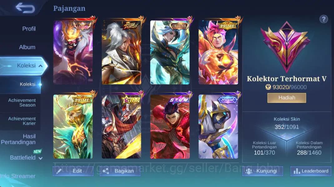 Mobile Legends: Bang Bang Accounts hero 130+, skin 352 legend franco, prime claude, p image 2
