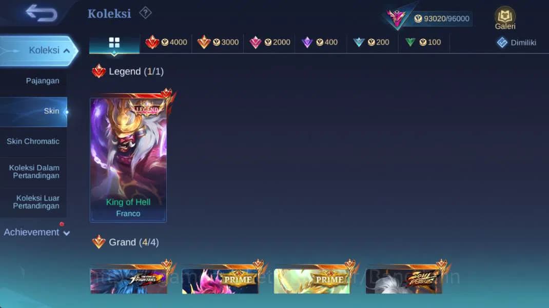 Mobile Legends: Bang Bang Accounts hero 130+, skin 352 legend franco, prime claude, p image 3