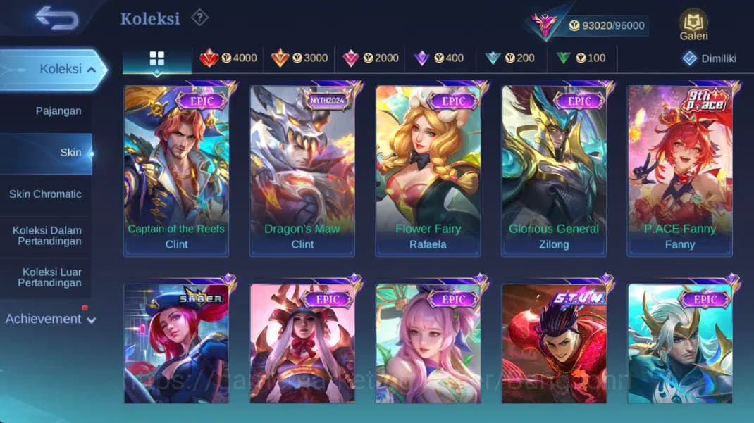 Mobile Legends: Bang Bang Accounts hero 130+, skin 352 legend franco, prime claude, p image 7