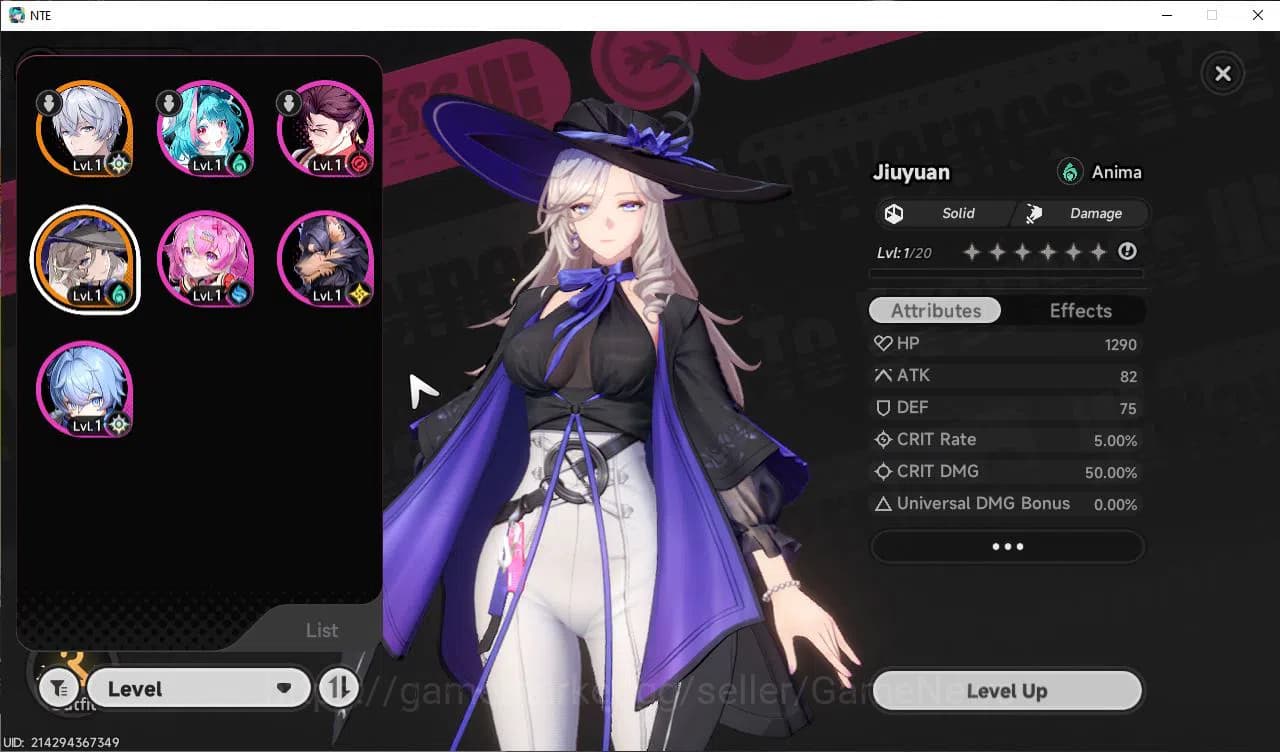 Neverness to Everness Accounts GLOBAL EU |HL 3| 1 SSR Jiuyuwan + Phoenix Kick Nan image 1