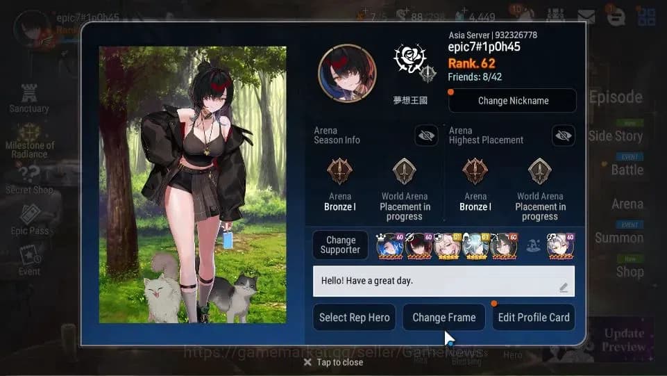 Epic Seven Accounts ASIA Unverif|7 ML(BArunka,BYSHwayoung,LW Peira,Etc image 2