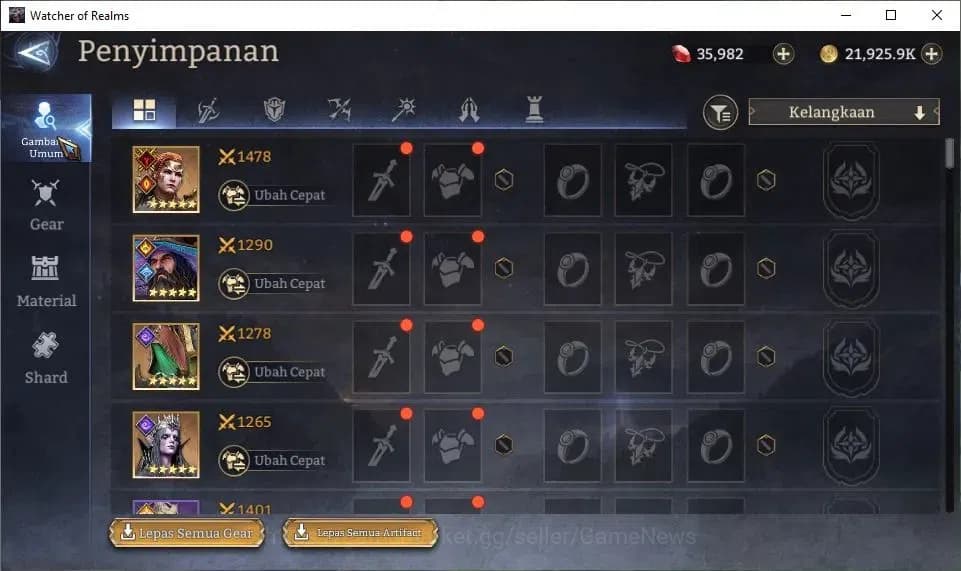 Watcher of Realms Accounts GLOBAL 50x|Starter Ready Gacha|Lv 6|62K Power|35K image 7