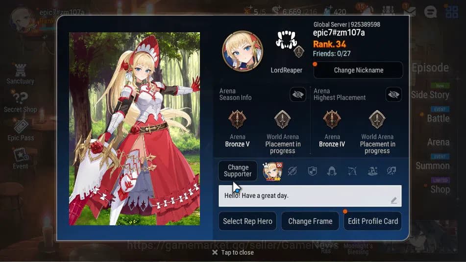 Epic Seven Accounts GLOBAL Unverif|7 ML(SE Celine,LR Krau,BM Haste,Etc image 1