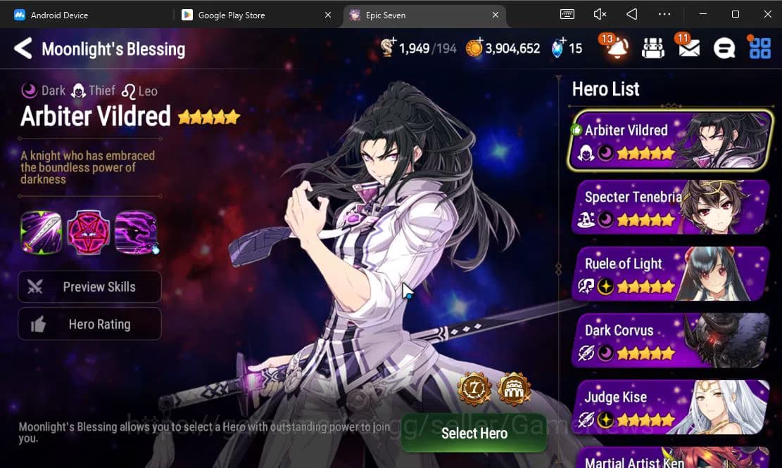 Epic Seven Accounts GLOBAL Unverif|Fresh Starter|2 ML[Specimen Sez,Ete image 13