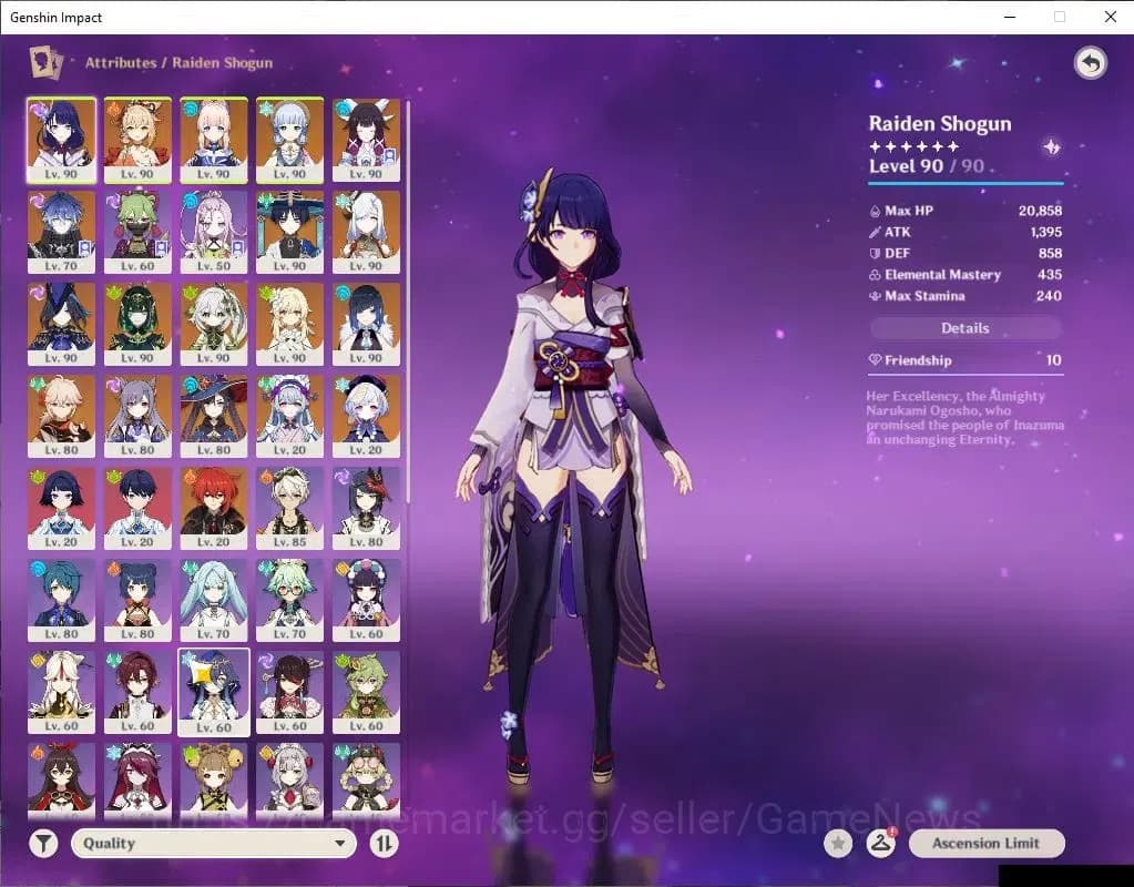 Genshin Impact Accounts Asia|AR 59||Prime Flins|13 Limited+5(*5Weapon)|Col image 3