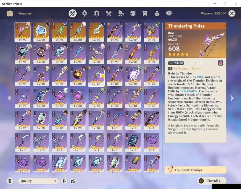 Genshin Impact Accounts Asia|AR 59||Prime Flins|13 Limited+5(*5Weapon)|Col image 7