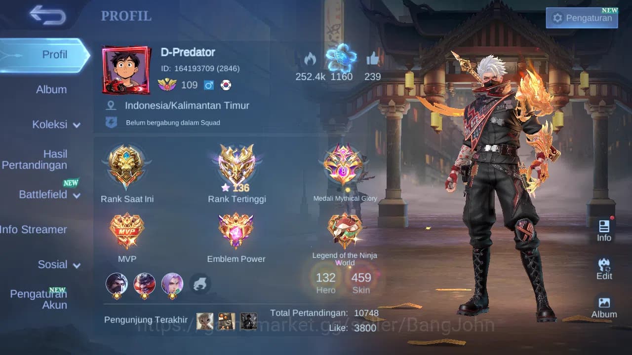 Mobile Legends: Bang Bang Accounts Hero 131 | Skin 459 | Legend Alucard, GS | Exo Hay image 1