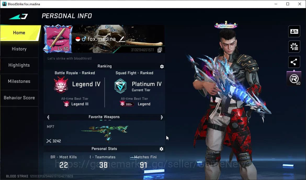 Blood Strike Accounts ASIA|EVO(FAL)+Colab BLEACH(Byakuya),AOT(FAL)+5 ULT image 1